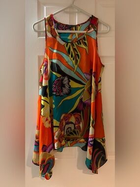 Beautiful vibrant Madison Paige sheer bathing suit coverup - medium.